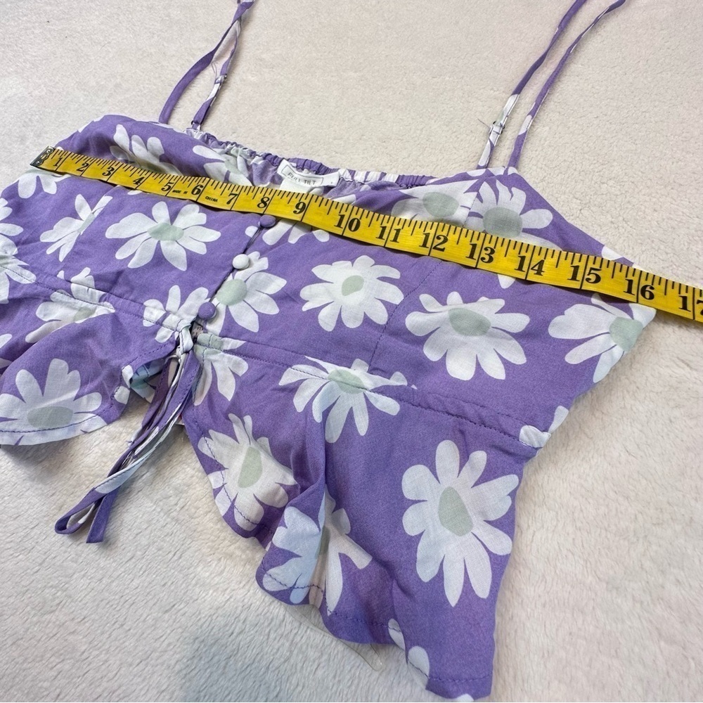 NWT Full Tilt Purple Floral Daisy Split Front Strappy Crop Tank - Picture 14 of 15